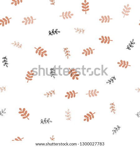 Dark Red vector seamless doodle pattern with leaves. Glitter abstract illustration with doodles and leaves. Template for business cards, websites.
