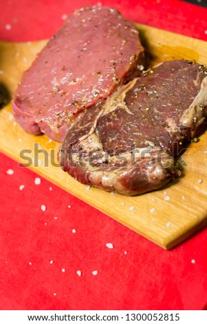
cooking meat, steak, pizza in the kitchen with spices