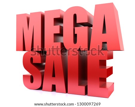 Mega Sale Word ,3D render 