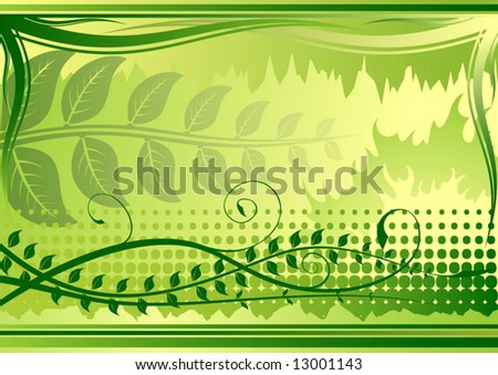 Green summer background with plants - vector