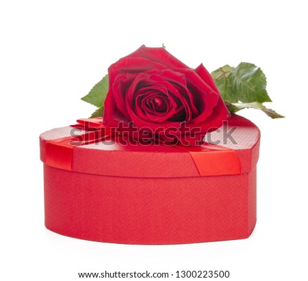 Giftbox and rose isolated on the white
