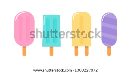 kawaii Cute Pastel set Ice cream sweet desserts cartoon with different types isolated on White Background for cafe or restaurant. illustration Vector.