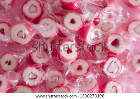 background of candies with picture heart