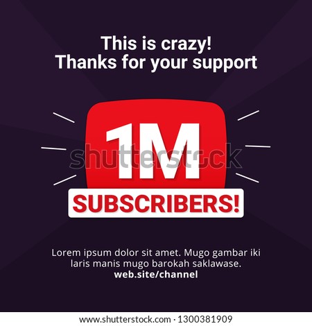 1M subscribers celebration background design. 1 million subscribe Royalty-Free Stock Photo #1300381909