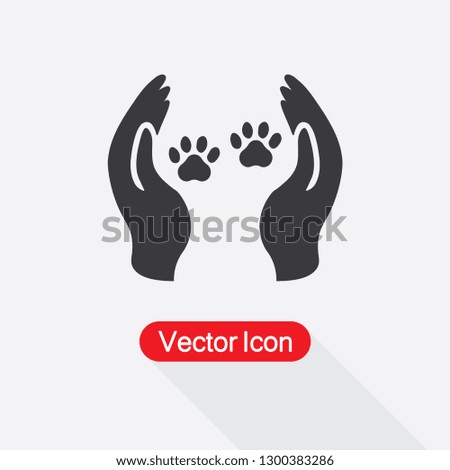 Hands Holds Paw Icon, Dogs Paw Icon Vector Illustration Eps10