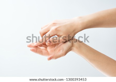 Light background and female hands