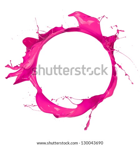 Circle of pink paint with free space for text, isolated on white background Royalty-Free Stock Photo #130043690