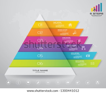 6 steps pyramid with free space for text on each level. infographics, presentations or advertising. EPS10.