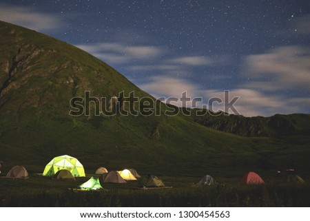 Tent Town at night under the stars