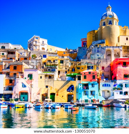 Colorful island of Procida, Naples - Italy Royalty-Free Stock Photo #130051070