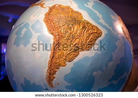 South America on blue globe of planet Earth Highly detailed planet surface