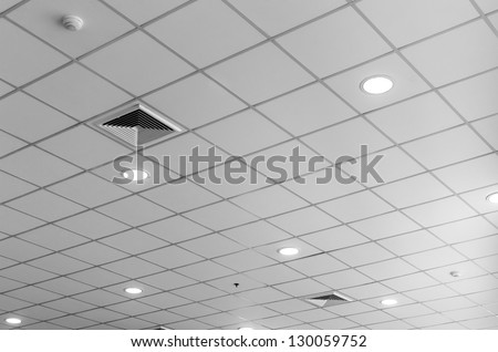 fluorescent lamp on the modern ceiling Royalty-Free Stock Photo #130059752