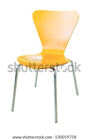 Wooden modern chair on isolated on white background Royalty-Free Stock Photo #130059758
