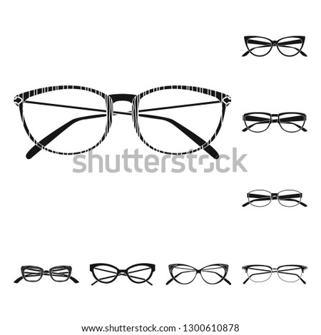 Vector illustration of glasses and frame sign. Set of glasses and accessory vector icon for stock.