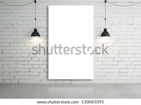 two lamps and blank poster on wall
