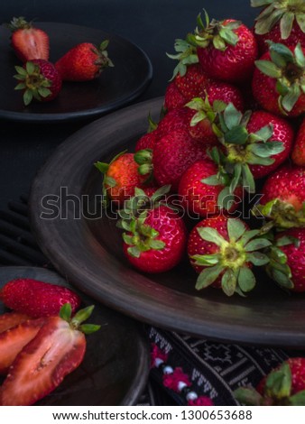 A Tower of Fresh Strawberries - Dark Photography