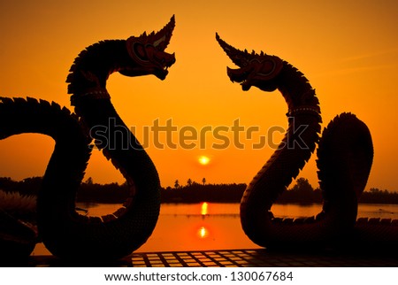 Sunrise sunset and dragon Serpent