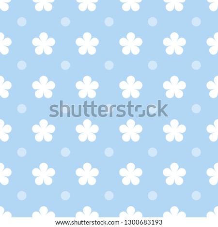 Flower on blue seamless pattern background