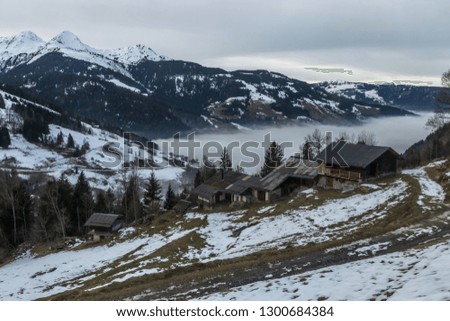 Mountain cabin in french alps in winter season , savoie
