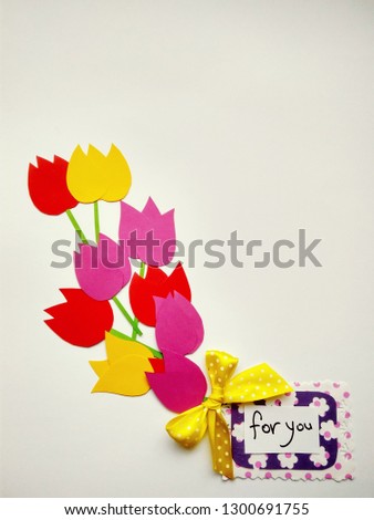 A bouquet of paper tulips with love for you