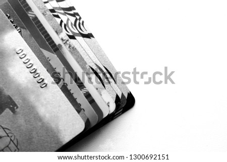 Credit cards on a white background