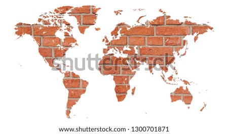 World map made of brick as a poster or wall art
