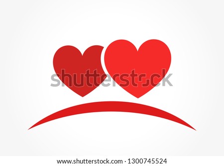 Two hearts logo or icon. Vector illustration.