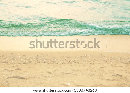 sea background screen, beach sand with blue sea water in summer season, sea and beach nature background