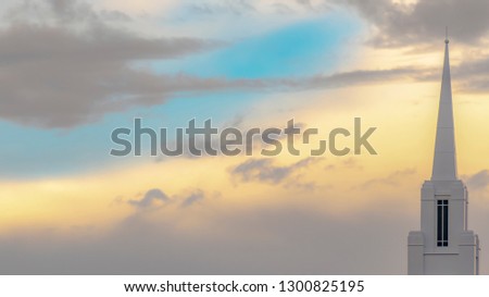 Steeple of a building in Utah Valley against sky