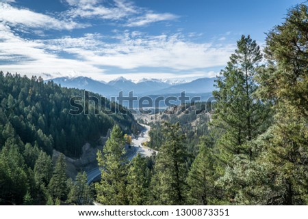 Autumn view of Canadian Rocky Mountains, in the Kootenay national park at radium hot springs, Canada Royalty-Free Stock Photo #1300873351