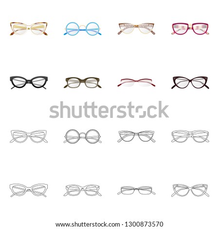 Vector design of glasses and frame logo. Collection of glasses and accessory stock vector illustration.