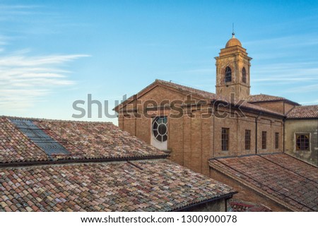 Italy, Bertinoro is a small town placed in Emilia Romagna, located on hill Mount Cesubeo. In the picture Santa Caterina Cathedral