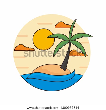 Island with palm tree vector illustration