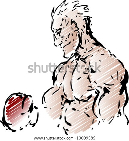 Sketch of a boxer in profile retro illustration
