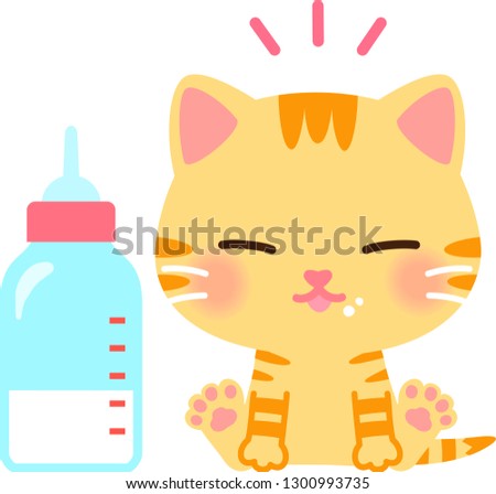 A kitty and a feeding bottle