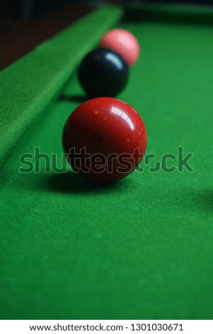 Snooker color ball on the snooker table.