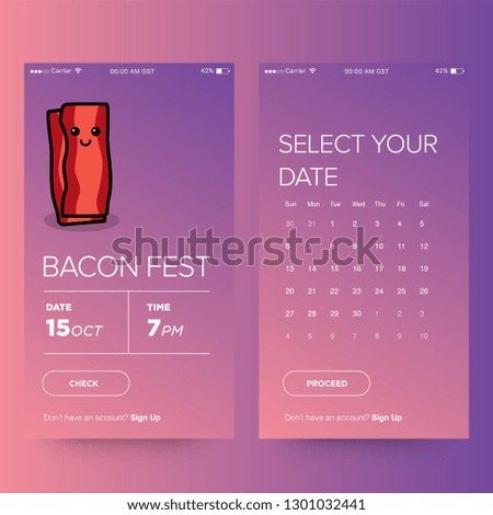 Bacon Festival Event App Interface Design