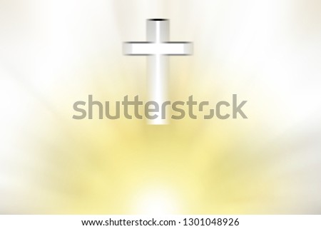 Cross, crucifixion, Jesus Christ, light shines, abstract concept, can be used as a white background.