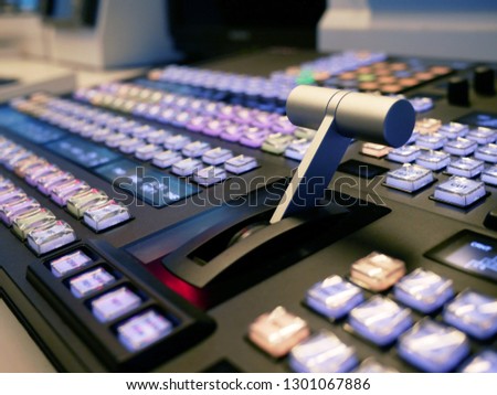 Closeup Video Production Switcher of Television Broadcast. 