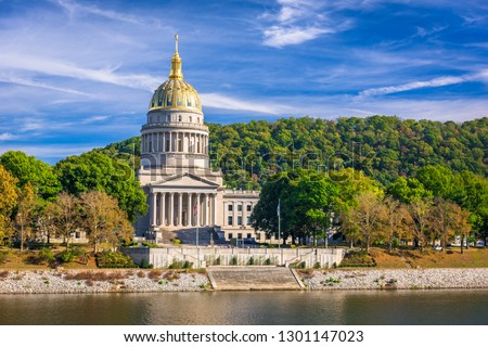 West Virginia State Capitol on the Kanawha River in Charleston, West Virginia, USA. Royalty-Free Stock Photo #1301147023