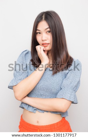 Happy young smiling asian women on white background, Portrait women
