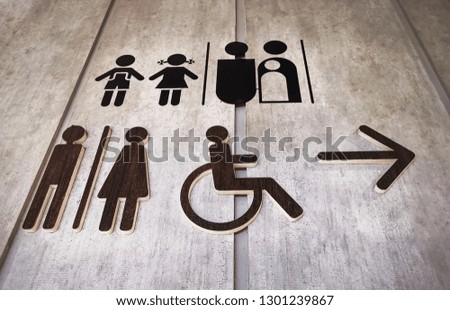 Low Angle View of Various Designs of Toilet Symbols
