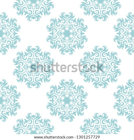 Blue floral pattern on white. Seamless background
