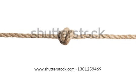 Rope with knot on white background. Simple design Royalty-Free Stock Photo #1301259469