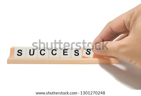 isolate of success text symbol of motivation with hand