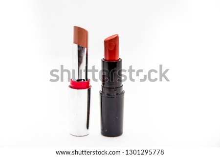 different lip lipstick for professional makeup on white background