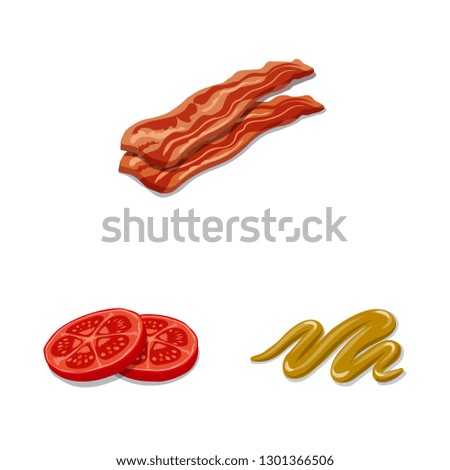 bitmap illustration of burger and sandwich symbol. Set of burger and slice bitmap icon for stock.