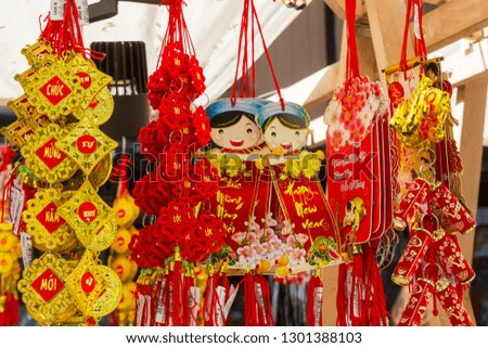 Decoration item for Lunar new year with Vietnamese calligraphy text means " Wish Best Luck"