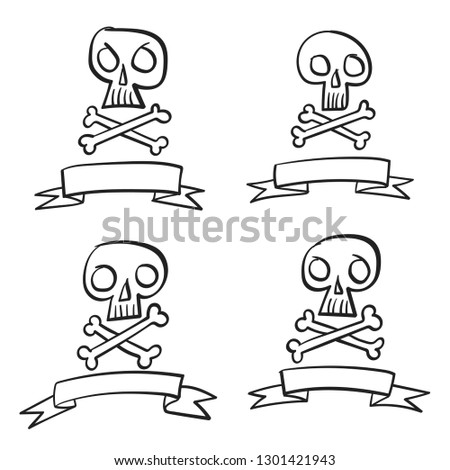 A set of pictures. The skull. 4  vector illustrations