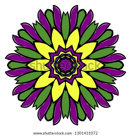 Pattern of mandala. Vector illustration. Modern Decorative floral color mandala. Decorative Circle ornament. Floral design. Anti-stress therapy pattern
